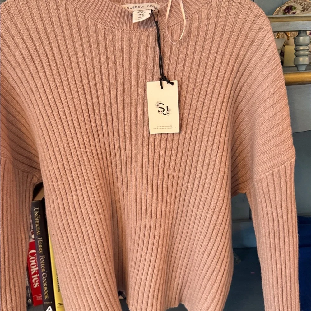 Pink Ribbed Knit Sweater - Picture 4 of 4